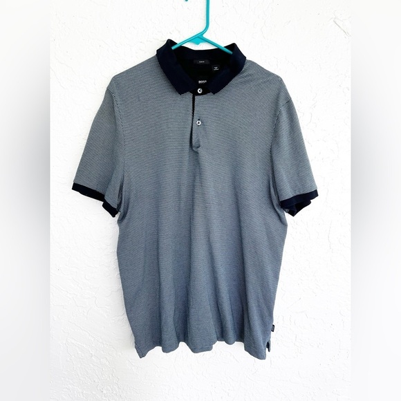 Hugo Boss Mens Navy Blue Slim Fit Short Sleeve Polo Shirt Top XXL - Picture 1 of 6